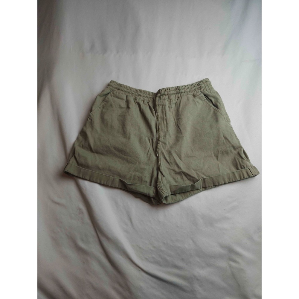 YMI Pull-On Shorts Women Medium Green Twill Casual Drawstring Cuffed Pockets